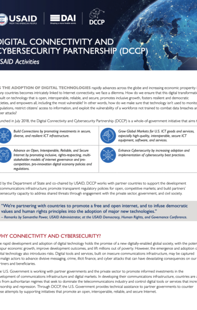 Cover photo for the Digital Connectivity and Cybersecurity Partnership Factsheet.