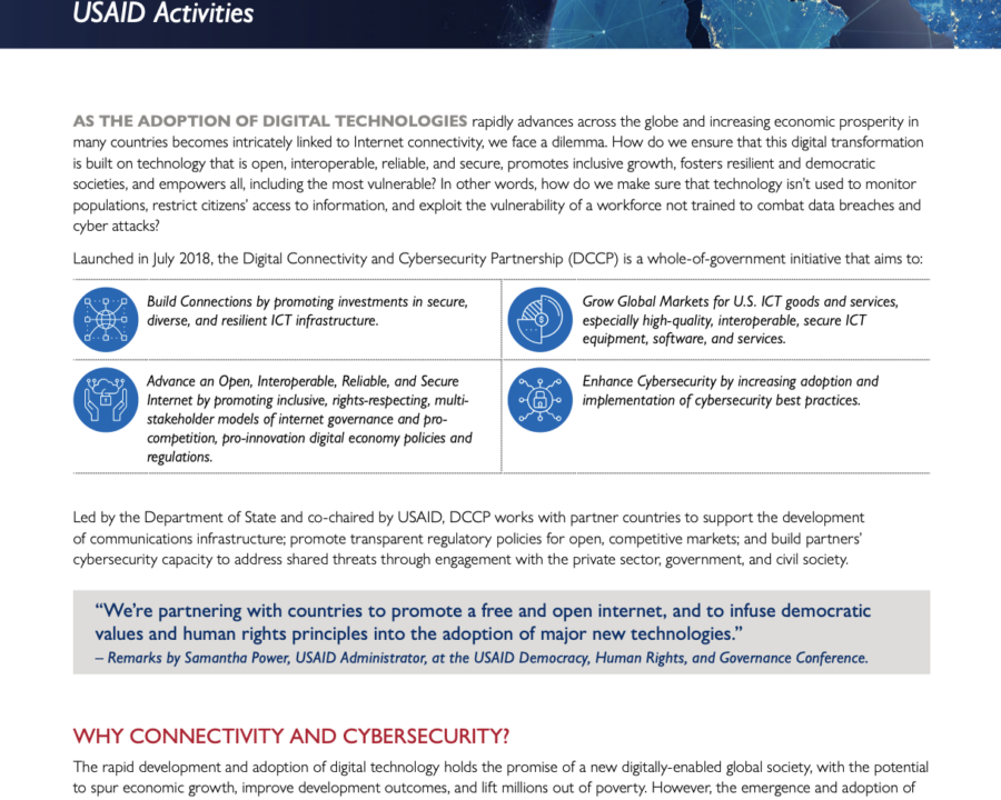 Cover photo for the Digital Connectivity and Cybersecurity Partnership Factsheet.