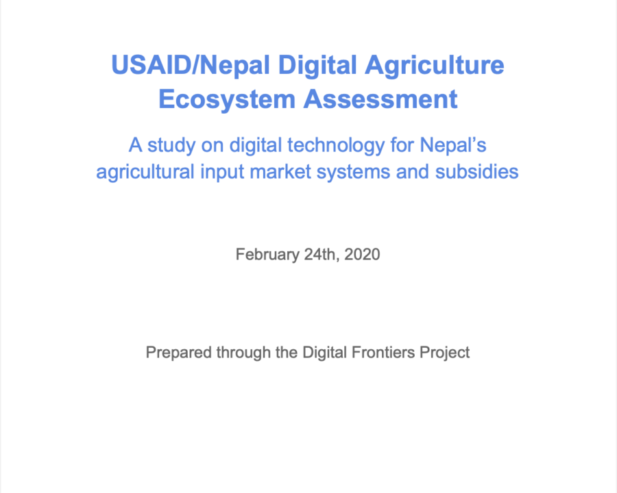 Nepal Digital Agriculture Ecosystem Assessment