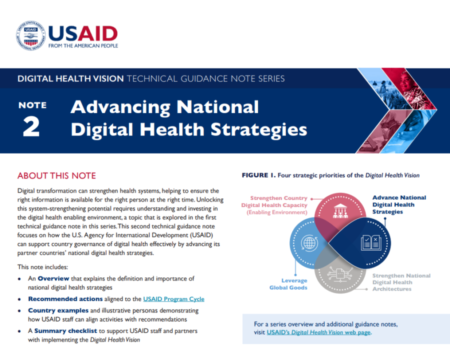 USAID Technical Guidance Note 2: Advancing National Digital Health Strategies
